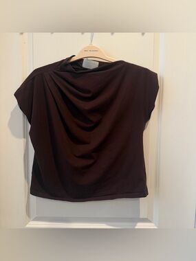Modern Citizen Draped Cap Sleeve Top - Brown